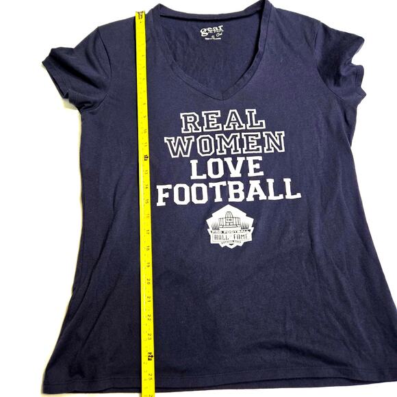 Hall of Fame Real Women Love Football V-Neck Tee, Navy - Picture 7 of 9